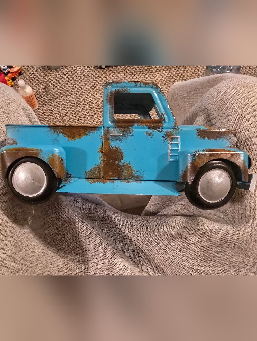 3 Teleflora Ford F-1 Pick Up Truck Blue Metal Planter 1940s Toy/Lawn/garden - Picture 10 of 12